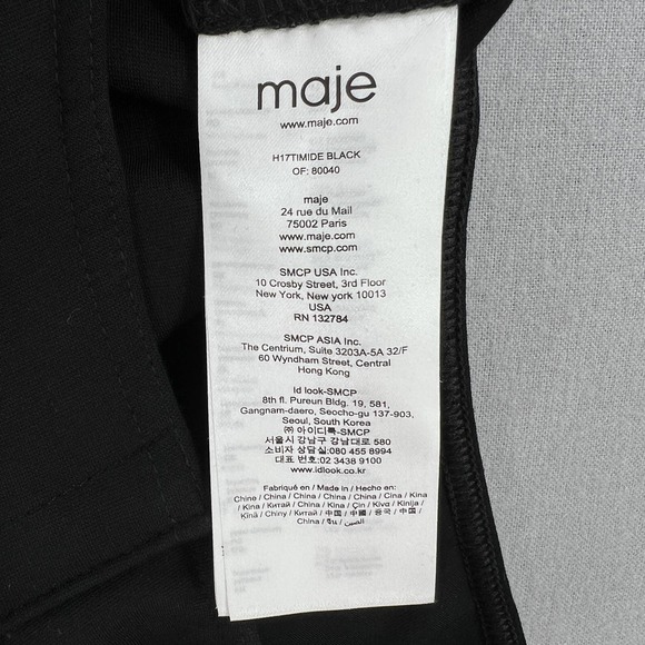 MAJE Off the Shoulder Bodysuit Womens 1 Small Black Double V-neck Short Sleeve - Picture 8 of 15